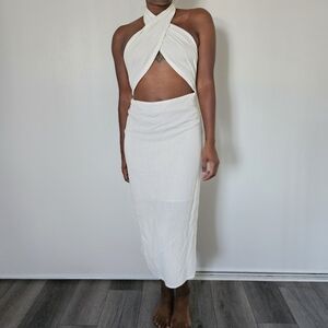 Crisscross Halter Midi Dress